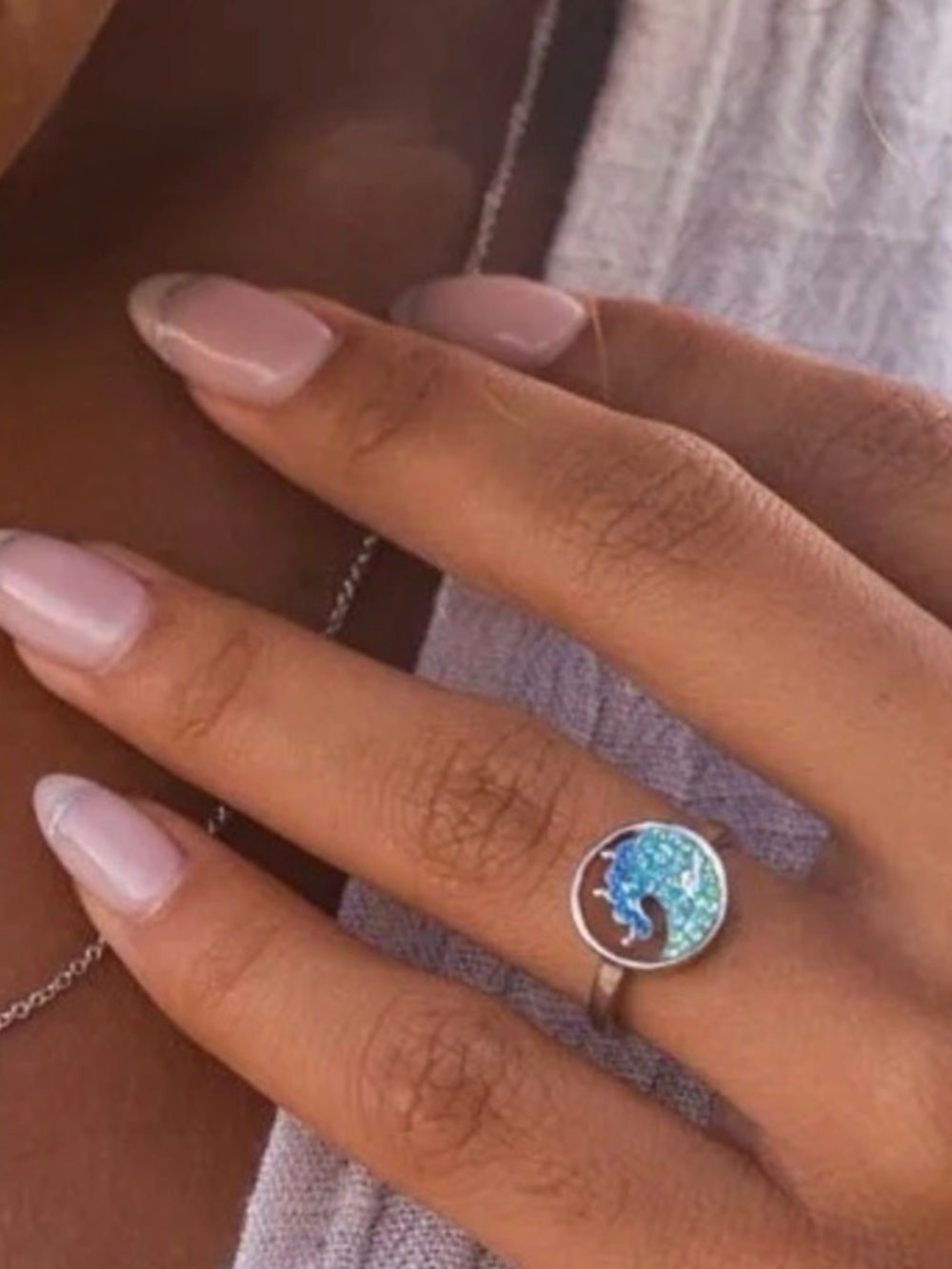 Blue Wave Ring with Aqua Crystals {NEW}